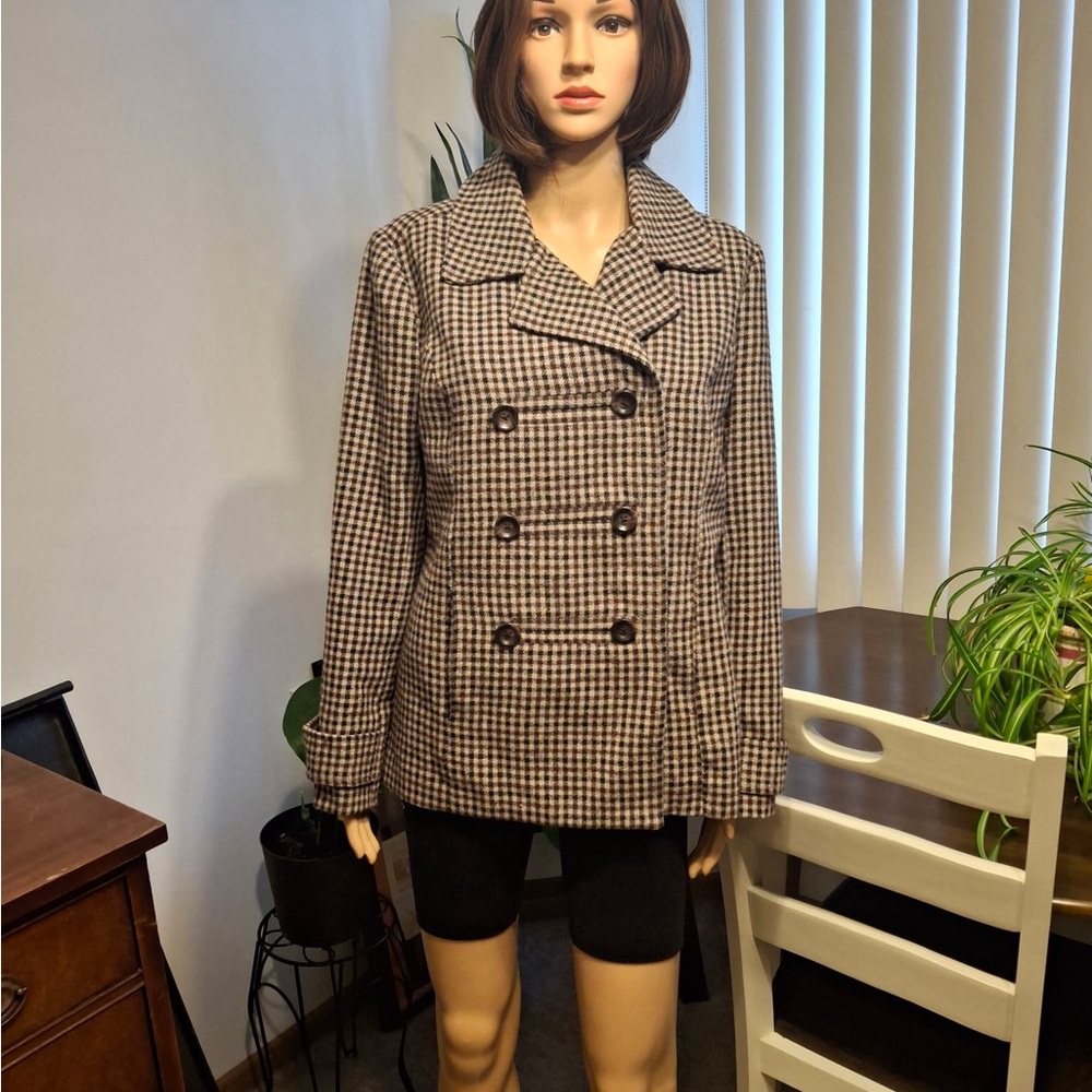 Studio Works Brown and Cream Pea Coat
